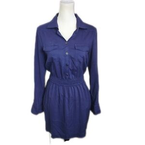 BCBGeneration Navy Blue (Blue Fusion) Button Down Shirt Mini Dress, Small